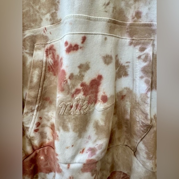 Nike Tie Dye Woman's Hoodie M off-white tan rust over sized - Picture 3 of 8
